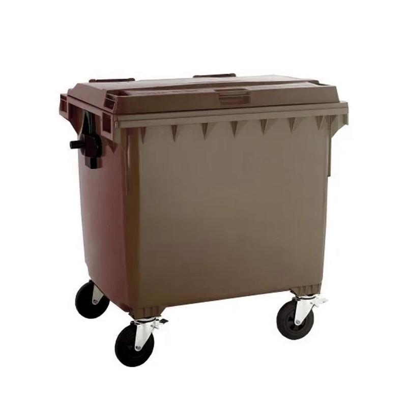 Dustbin 1100l plastic brown with wheels-null