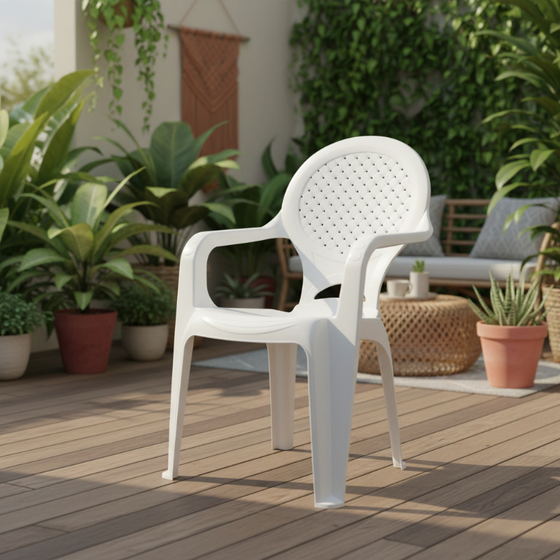 Kenzia plastic chair - white, , medium-null