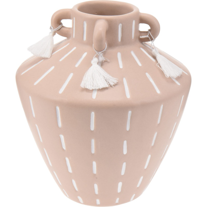Vase with tassel 15.5x15.5x17cm - assorted colors, , medium-null