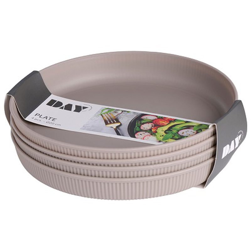 Day plastic plate 20cm 4 pcs set (1set random selection of color), , medium-null