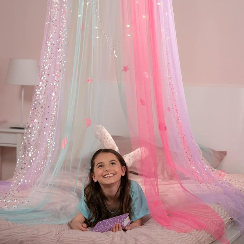 Creative magic dream πολύχρωμη τέντα ονείρων με τούλι, λαμπάκια led & διακοσμητικά για παραμυθένιο παιδικό δωμάτιο, , medium-null
