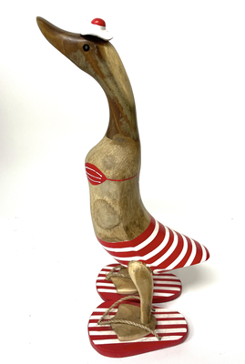 Wooden duck with bikini red, , medium