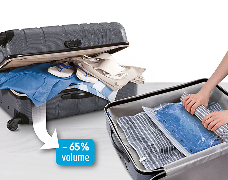 Domopak vacuum travel bags valves medium 3pcs 40x50x2cm transparent, , medium image number null