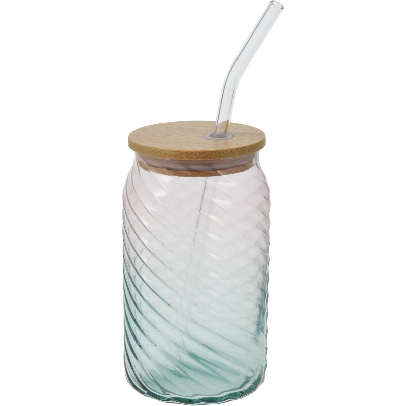 Product image: Drinking glass with straw 450ml, , medium-null