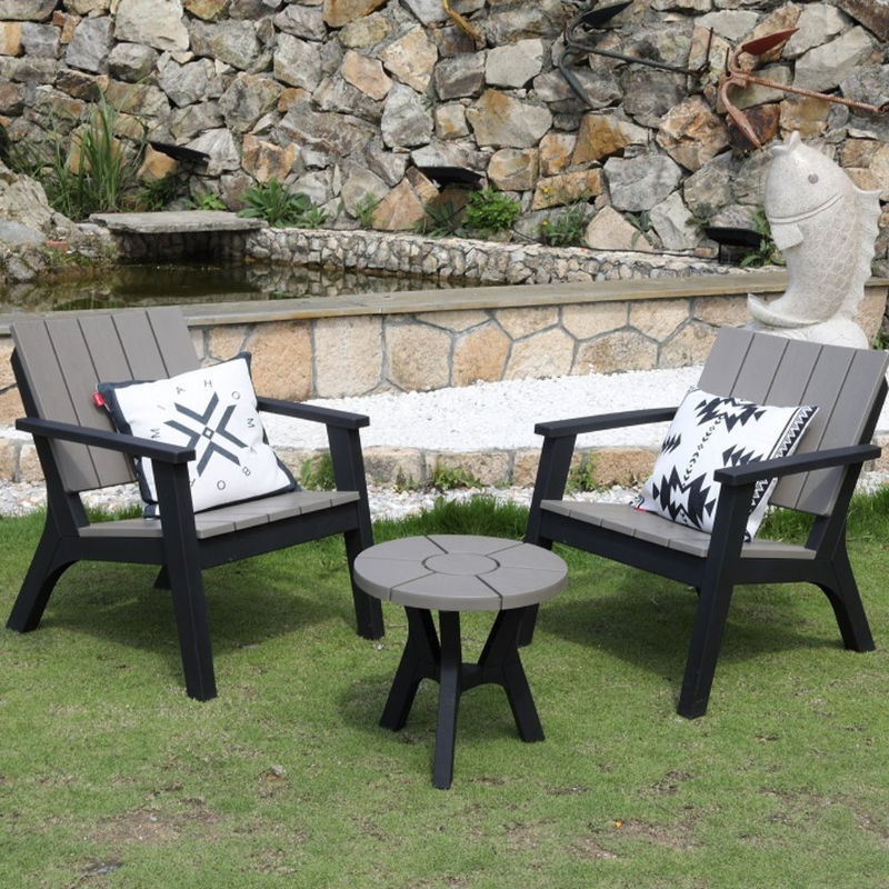 Product image: Bondi σετ πλαστικών καρεκλών και τραπεζιού (2 καρέκλες & 1 τραπεζάκι) μαύρο & γκρι, , medium-null