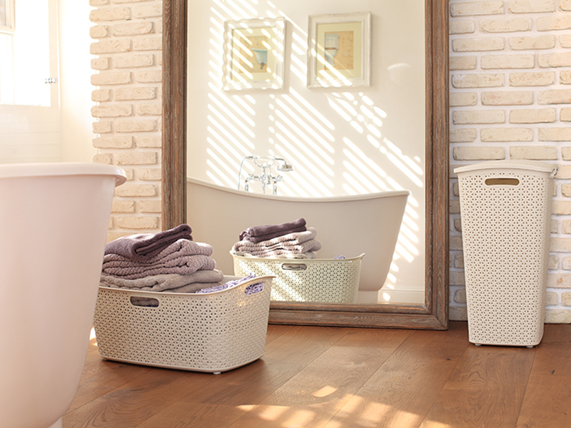 Product image: Curver white laundry basket 55ltr, , medium-null