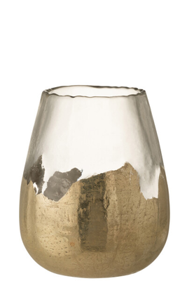 Tealight zoe round glass gold large 26x26x31cm, Gold Colored, medium