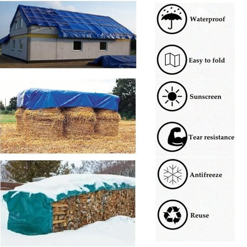 Product image: Jadever πολυχρηστικό αδιάβροχο βαρύ κάλυμμα μουσαμά 2x3m,110gsm με επένδυση & αλουμινένιους κρίκους, μπλε, , medium-null