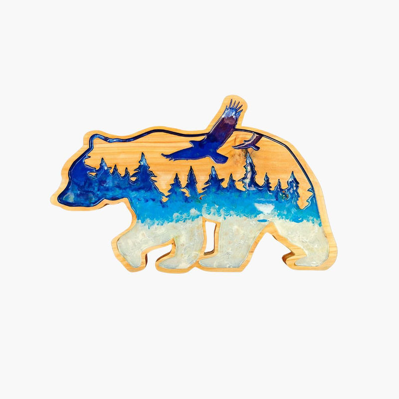 Blue forest bear silhouette art, , medium-null