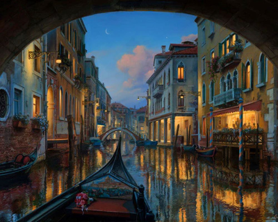 Paint by numbers visit of the venice canal 40*50cm without frame, , medium