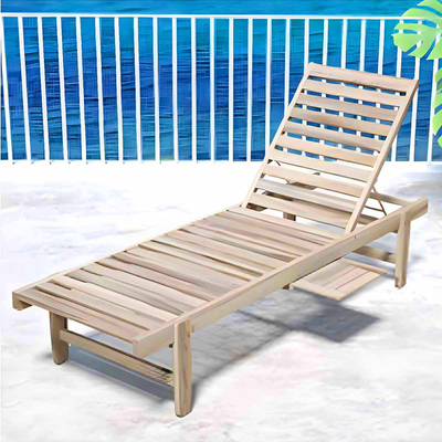 Acacia wood sun bed 195x71x33cm, , medium