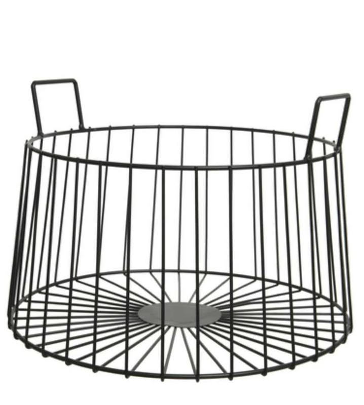 Iron wire black basket with handle - large-null