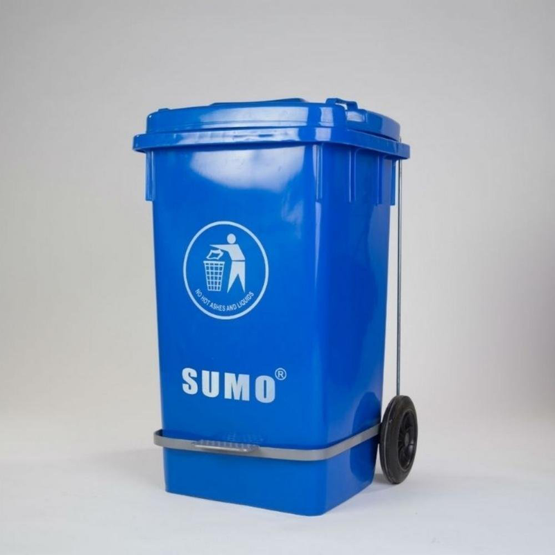 Product image: Μπλε πλαστικός κάδος απορριμμάτων 100l με πενταλ-null