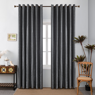 Curtain ready with hook-90 blackout 270x270cm #a6018-1, Darkgrey, medium