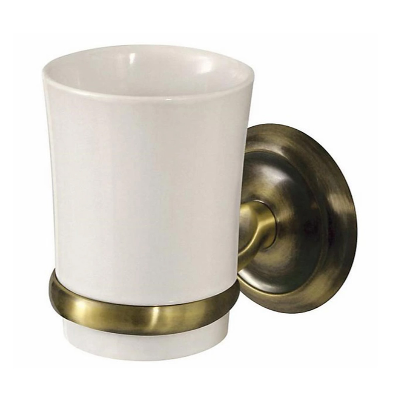 Wall bathroom celebration ceramic deco with antique bronze holding-null