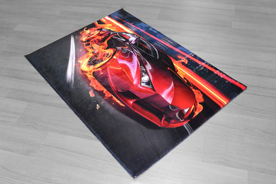 Flaming car kids carpet, , medium