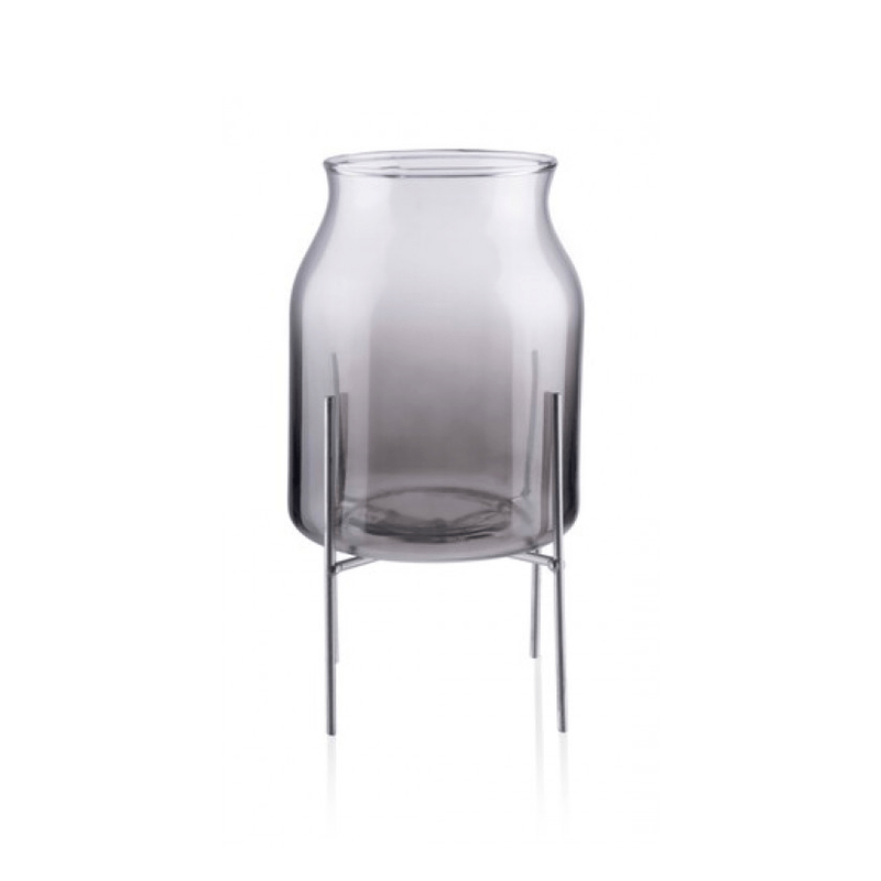 Vase 15cm with metal standard, , medium-null