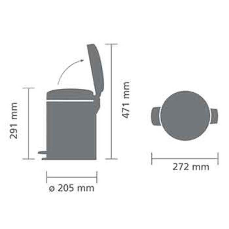 Brabantia new icon pedal bin 5l - matt steel-null