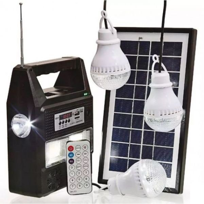 Product image: Ηλιακό σύστημα φωτισμού – φόρτισης , USB/sd, mp3 player, fm radio, 3 led 100lm και τηλεχειριστήριο gd plus, , medium-null