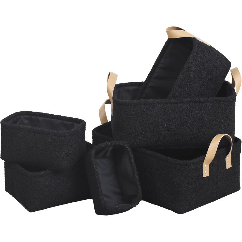 Tendance σετ καλαθια απο πολυεστερα 6τμχ - μαυρο, , medium-null