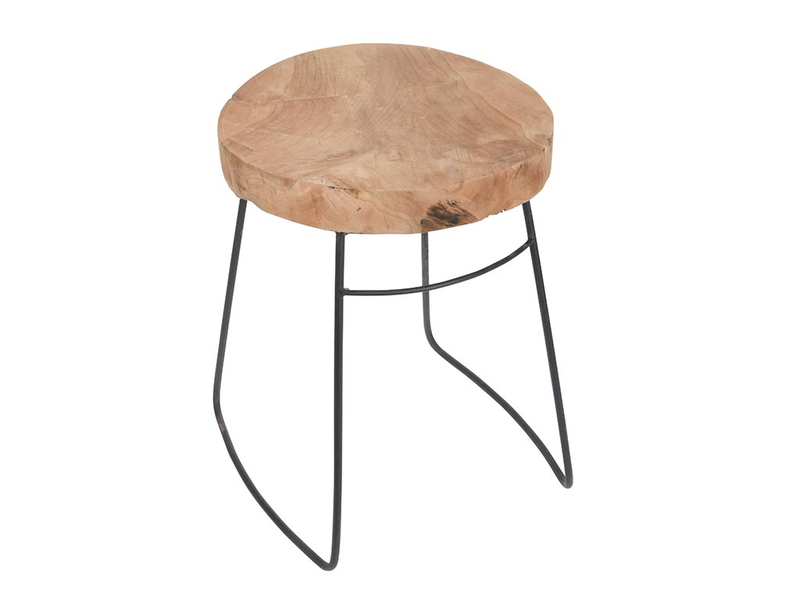 Product image: Ξύλινο σκαμνί σκαμπό με μεταλλική βάση, 33x40x33 cm, stool - aria trade, , medium-null