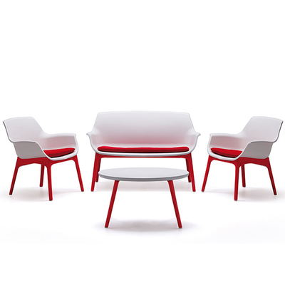 Bica plastic lounge set luxor white/red, White, medium