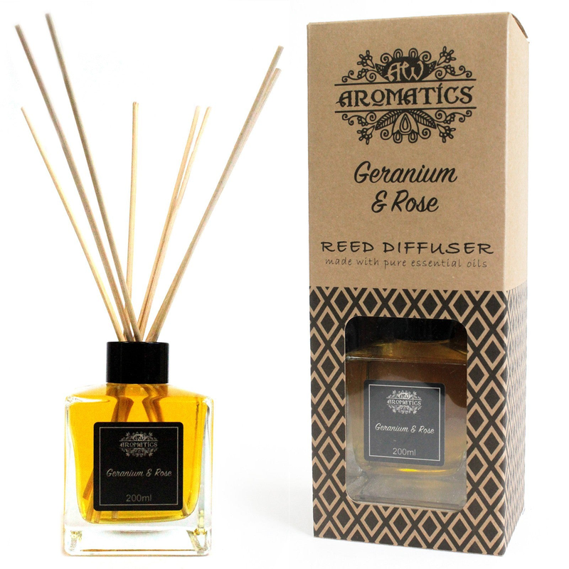 Aw gifts, 200ml geranium & rose essential oil reed diffuser, , medium-null