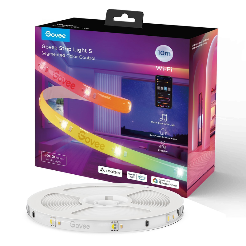 Govee led light strip rgbic smart Wi-Fi & bt w/protective coating 10m (matter), , medium-null
