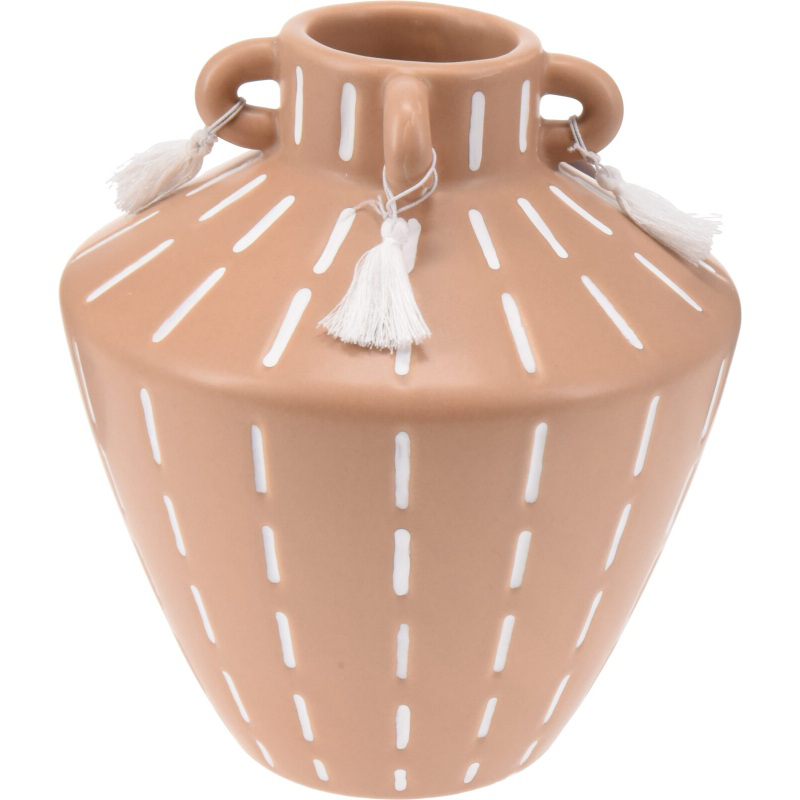 Vase with tassel 15.5x15.5x17cm - assorted colors, , medium-null