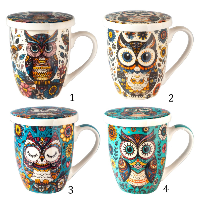 Porcelain mugs with owl design image number null