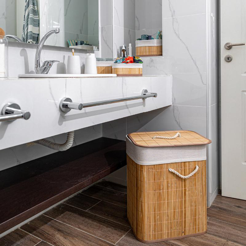 Estia essentials bamboo laundry basket rectangular - 60l, , medium-null