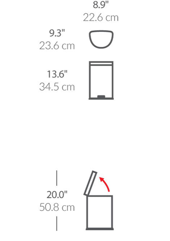 Simplehuman semi round pedal bin 6l - white, , medium image number null