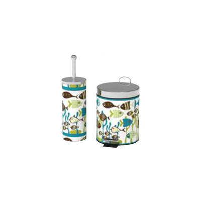 Bathroom set basket 5l and basin brush fish, , medium