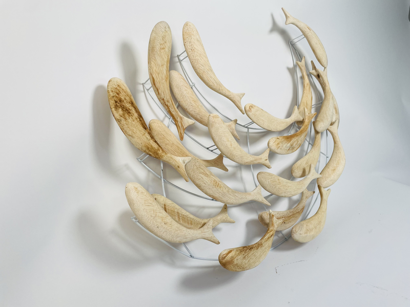 Product image: Wooden fish wall hanging round small ww, , medium-null