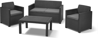 Keter merano lounge set double with 2 seater sofa &ndash; 2 armchairs and table resin graphite 625015, , medium