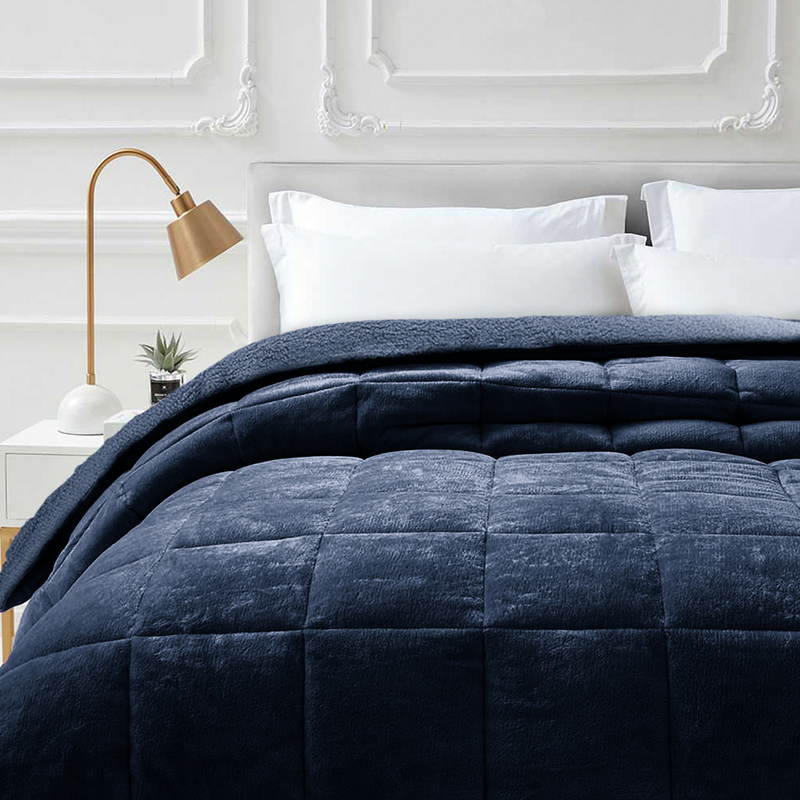 Ionion blanket flannel sherpa 220x240cm - blue, , medium-null