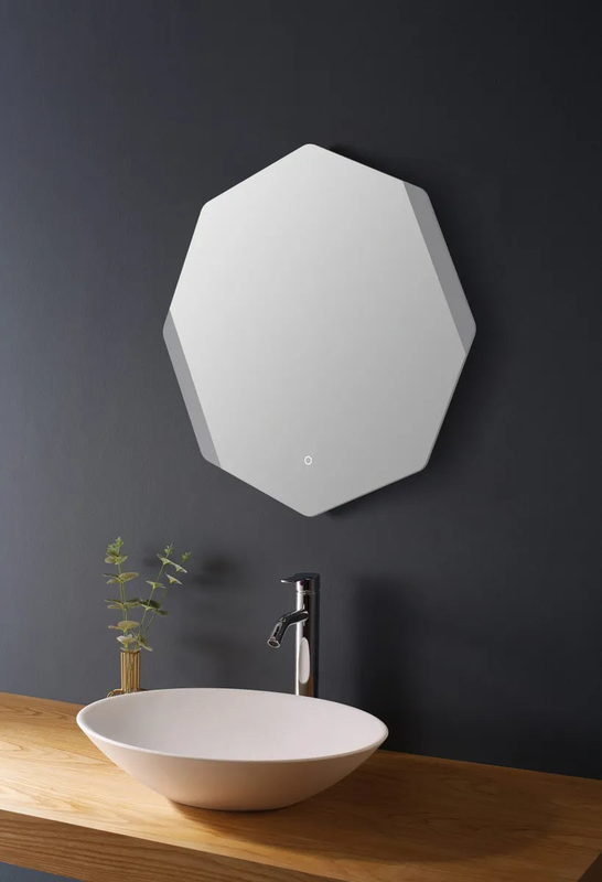 Led silver octagon mirror 100X100cm, , medium-null