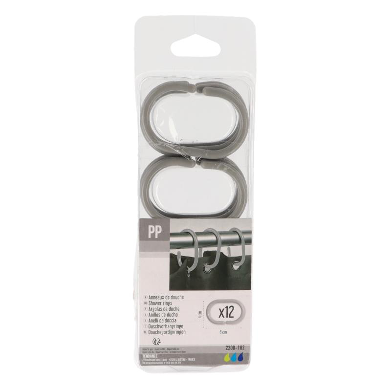 Tendance curtain rings pp 12pcs - gray, , medium image number null