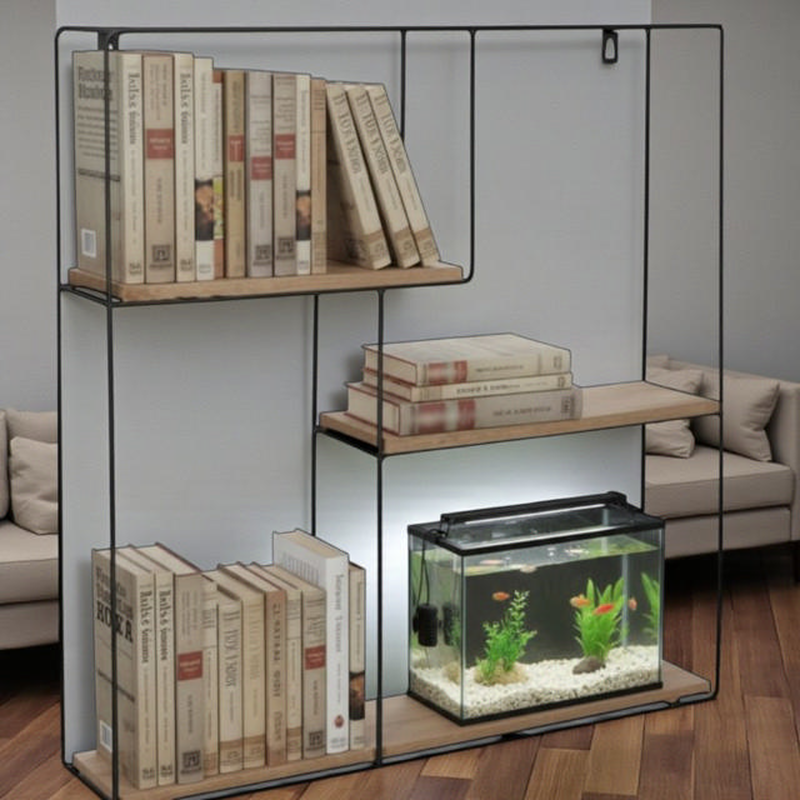 Atmosphera set wall metal shelf 48x9.3x48cm - black, , medium-null