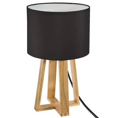Atmosphera 'molu' 1xe27 (max.25w) table lamp wood black ip20 ø200xh345mm, , medium