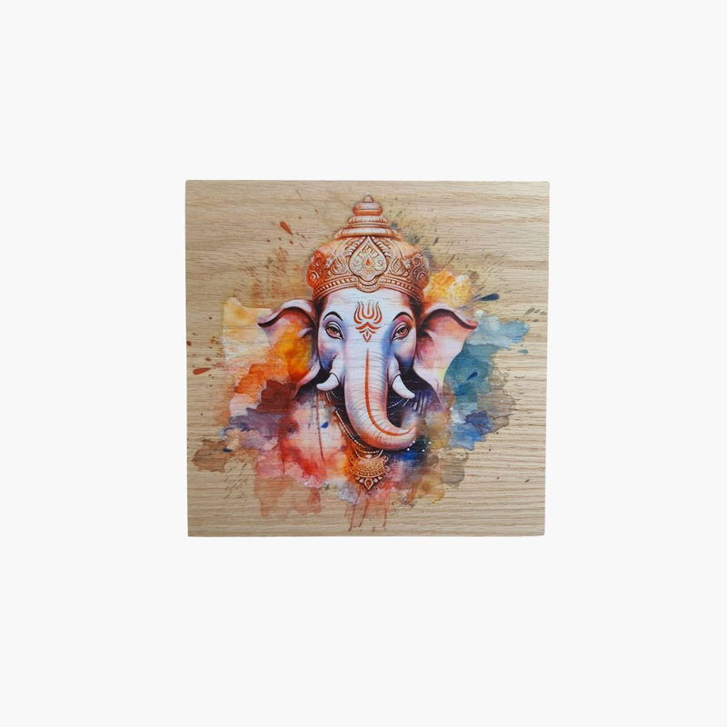 Ganesh splash art print on wood, , medium-null