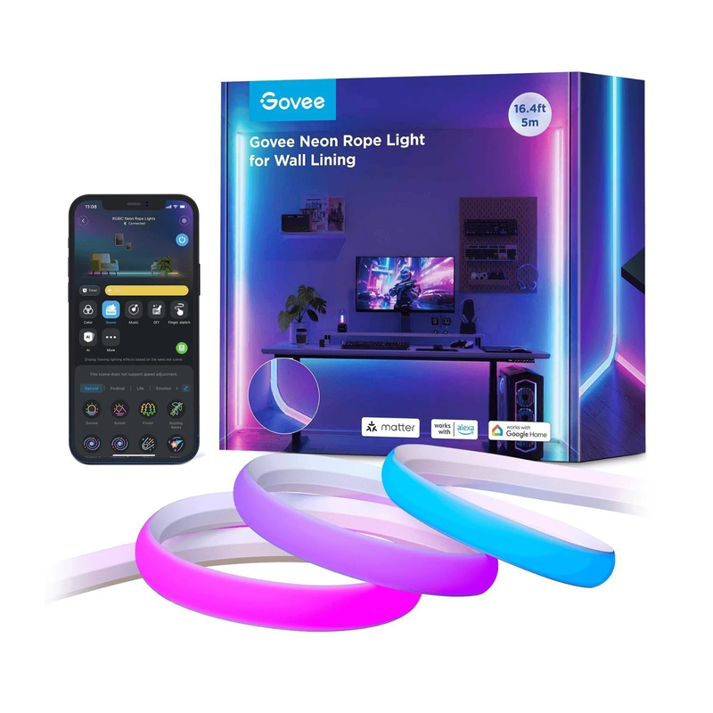 Govee gaming wall neon rope light 5m (wall lining), , medium-null