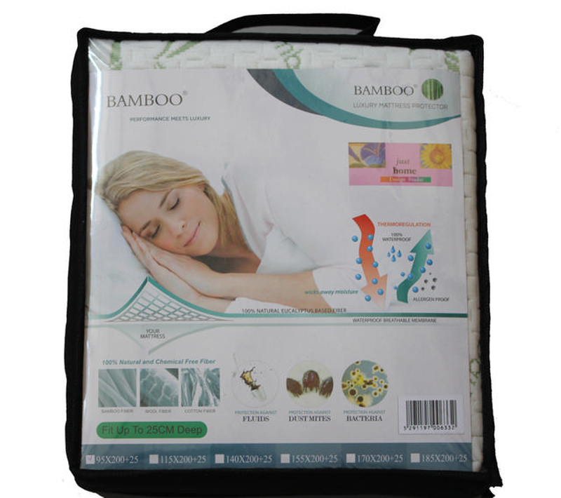 Bamboo mattress protector 200x120cm - white, , medium-null
