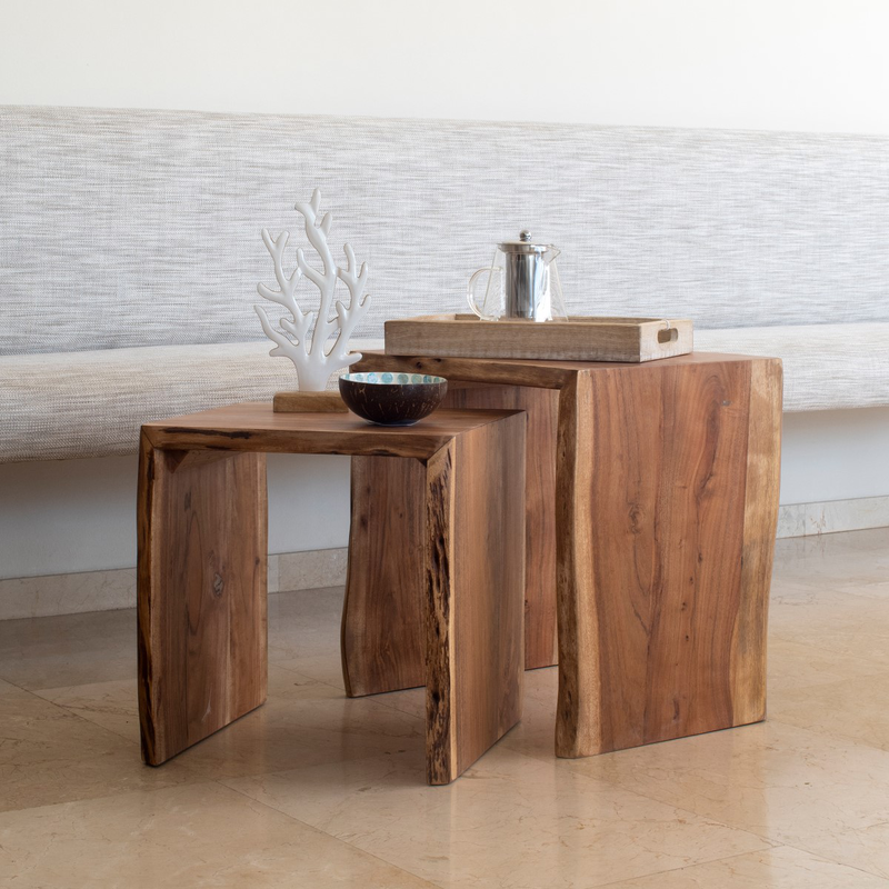 Solid acacia wooden coffee table, , medium-null