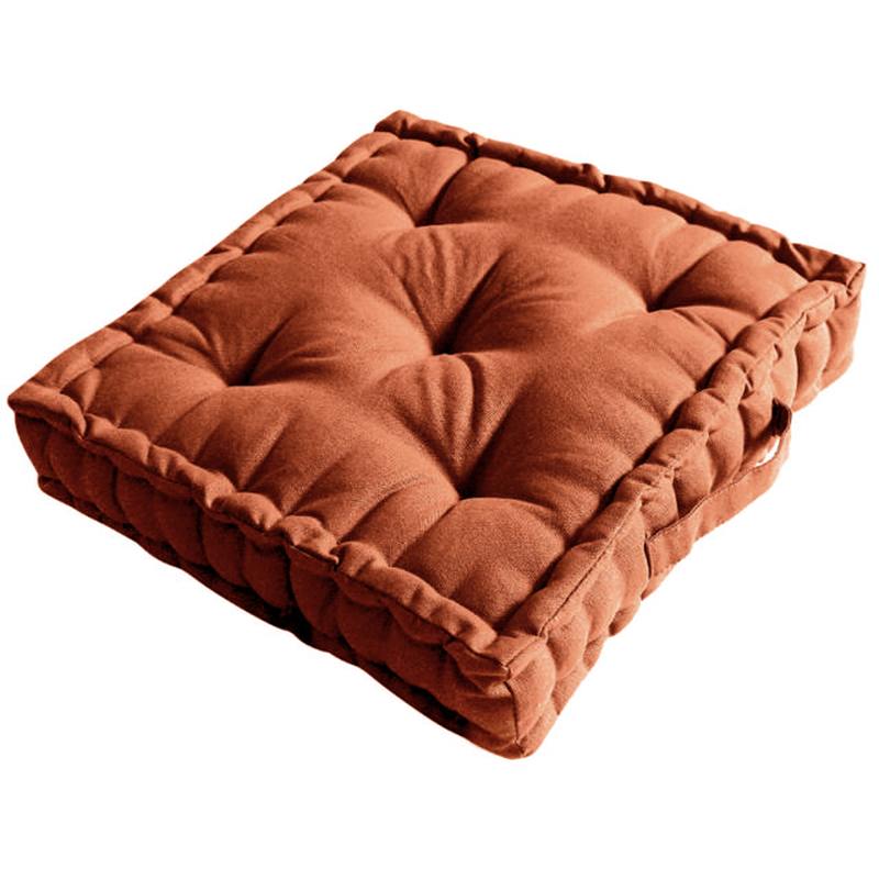 Floor cushion 40x40x5cm soft cotton seat pad comfort floor seating cushion - terracotta, , medium-null