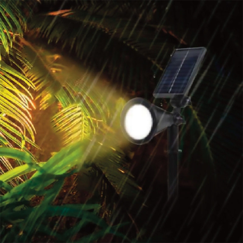 Rexer outdoor multicolor rgbw ip65 led solar spotlight with spike 1200mAh, , medium-null