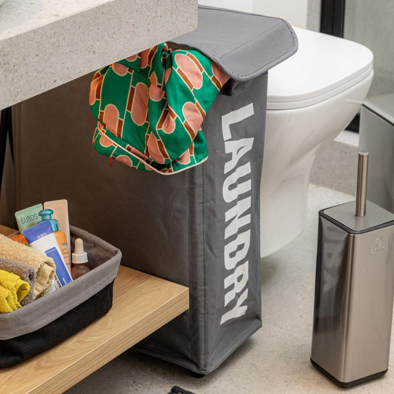 Estia laundry bin with wheels - grey, , medium-null