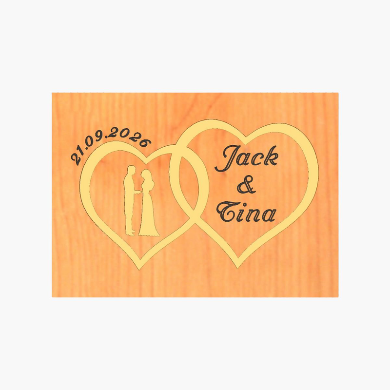 Custom wedding double hearts with romantic silhouette - green-null