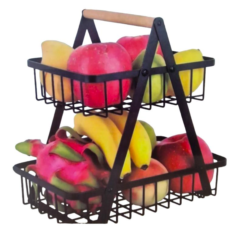 Product image: Metallic storage basket triangle shaped 2 layers - black, , medium-null