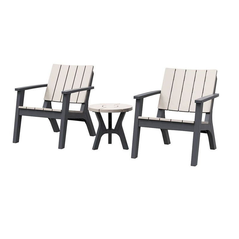 Product image: Bondi σετ πλαστικών καρεκλών και τραπεζιού (2 καρέκλες & 1 τραπεζάκι) μαύρο & γκρι, , medium-null